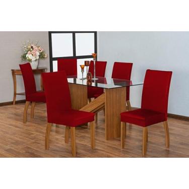 Imagem de Capa Para Cadeira Mesa De Jantar 04 Lugares Malha Gel Oferta vermelho 