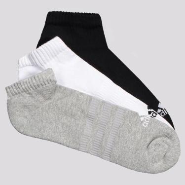Imagem de Kit Meia Adidas Spw Cano Baixo 3 Pares Branca Preta e Cinza, P