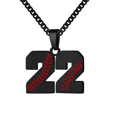 Imagem de Colar de número de beisebol para menino 00-99 Atletas Jersey número colar de aço inoxidável banhado a ouro 55,88 cm pingente de beisebol personalizado presente de beisebol para homens mulheres meninas, Aço inoxidável, não sabe