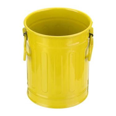 Imagem de PATIKIL Porta-lápis barril, suporte de caneta de metal para porta-lápis de mesa, organizador de copos com alças, porta-pincéis de maquiagem, armazenamento de papelaria, amarelo