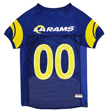 Imagem de Pets First NFL Los Angeles Rams Dog Jersey, tamanho pequeno. Melhor fantasia de camisa de futebol para cães