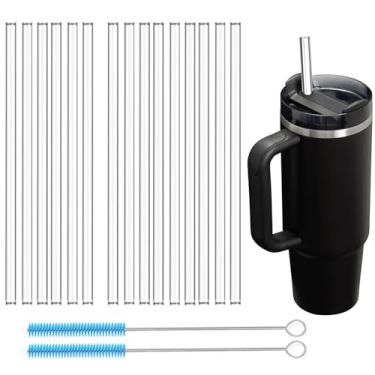 Imagem de Pacote com 15 canudos de vidro reutilizáveis de borossilicato para substituição de copo Stanley de 1,134 g, extra longos, 30,5 cm, 8 mm, resistente a quebras, sem BPA, canudos espessos e transparentes
