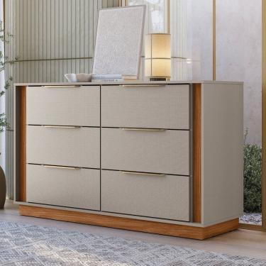 Imagem de Cômoda 6g Sophia para Quartos 82,5x45x136cm Nogueira/Nude Prime TX