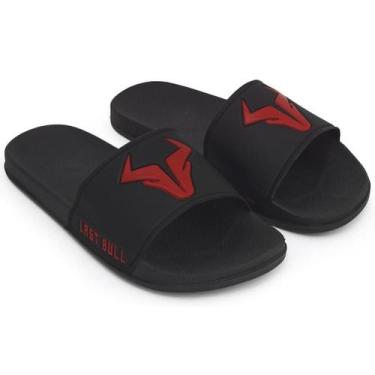 Imagem de Chinelo Slide Masculino Last Bull Calce Fácil, Preto, Vermelho, 42/43