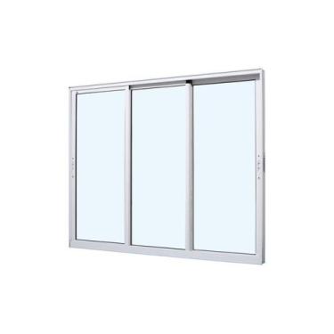 Imagem de Janela de Correr em Alumínio Branco Caribe Max 60x120x8cm 3 Folhas Móv