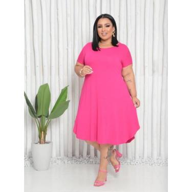 Imagem de Vestido Midi Plus Size 46 ao 54 Com Manguinha Viscolycra Altamente lev