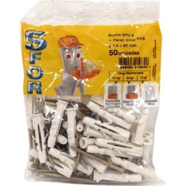 Imagem de Bucha Fixacao Sforplast Tijolo Baiano Sfu 08 Com Parafuso 50 Pecas 211