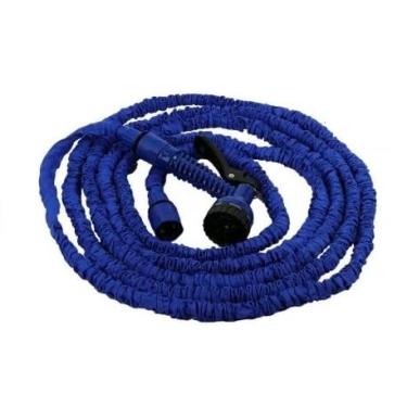 Imagem de Mangueira Mágica Expansível com Válvula e 7 Bicos Injetores 30 Metros uso Casa Piscina e Jardim (Azul)