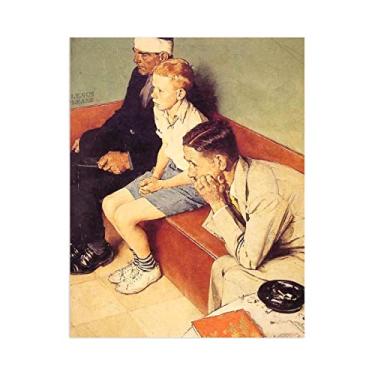 Imagem de JZSDGB Norman Rockwell Prints-Canvas Print Wall Art Famous Painting-'waiting room' Art Reproduction Canvas Picture Posters-for Living Room Wall Decor 40x50cm (16x20in) Sem moldura