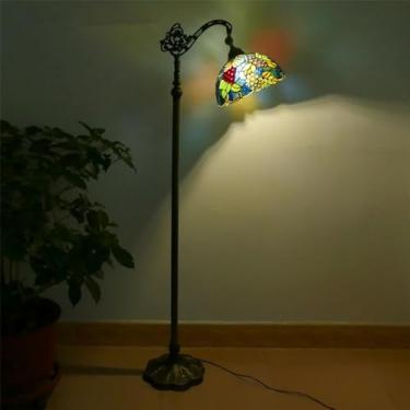 Imagem de Lâmpada de assoalho LED retrô americano Criatividade luxuosa europeia Sala de estar Quarto de estudo Villa Hotel Vidro colorido Lâmpada de assoalho de leitura (Estilo 23)