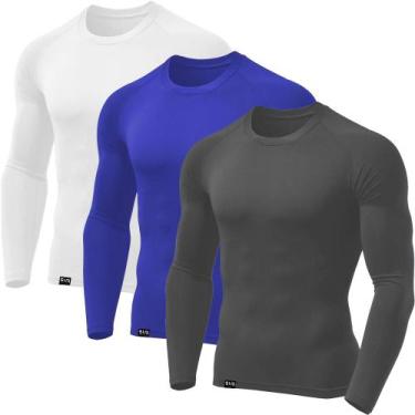 Imagem de Kit com 3 Camisetas Térmicas UV Proteção Solar Masculina - Slim Fitnes