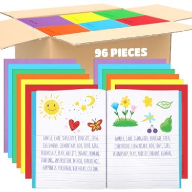 Imagem de Henoyso Caderno de composição primária K-2 9 3/4 x 18 cm livro de escrita em branco para crianças escreverem histórias, desenhar e escrever diário, diário de redação de 60 páginas, material escolar