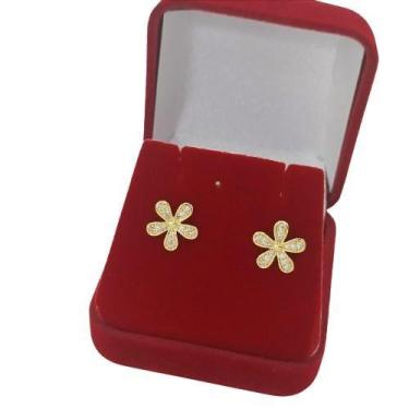 Imagem de Brinco Banhado a Ouro De Flor Com Zircônia Bijou Art