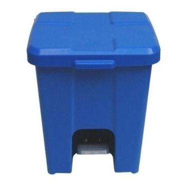 Imagem de Cesto Lixeira Quadrada Plástica Com Pedal 25 Litros Azul - Jsn, Preto