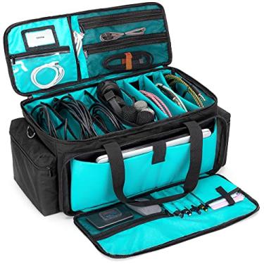 Imagem de LoDrid Bolsa para lig com divisores e parte inferior acolchoados destacáveis, bolsa de fio para DJ para laptop de 15,6 polegadas, equipamento de som, equipamento de DJ, acessórios para músicos, preto, apenas bolsa