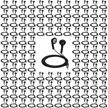 Imagem de Konohan 150 unidades de fones de ouvido a granel com fones de ouvido de 3,5 mm com fio, fone de ouvido com fio para professores adultos, escritório, casa, computador, viagem, biblioteca, embalado