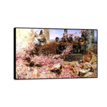 Imagem de Impressões emolduradas em preto The Roses of Heliogabalus por Lawrence Alma Tadema, reprodução de pintura a óleo, impressão giclée em tela, arte de parede pronta para pendurar para decoração de quarto