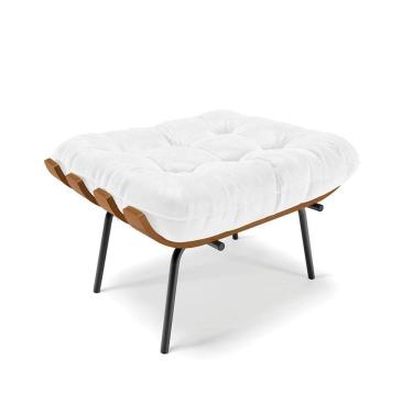 Imagem de Puff Costela Corano Base Metálica Preto - D`Rossi Cor Branco