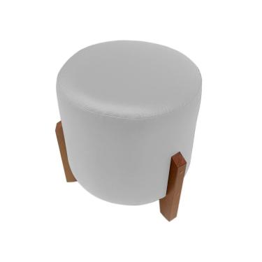 Imagem de Puff Banqueta Decorativo Redondo Sala De Estar Thor Corino Cor: branco