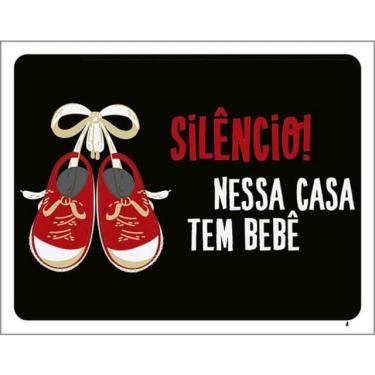 Imagem de Kit 5 Placas Silêncio Nessa Casa Bebê Vermelha 36X46