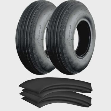 Imagem de Kit 2 Pneus Carrinho De Mão 350-6 4 Lonas Buffalo + 2 Câmaras