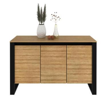 Imagem de Balcão para Escritório com 3 Portas ME4147 Amêndoa/Preto - Tecno - Tec