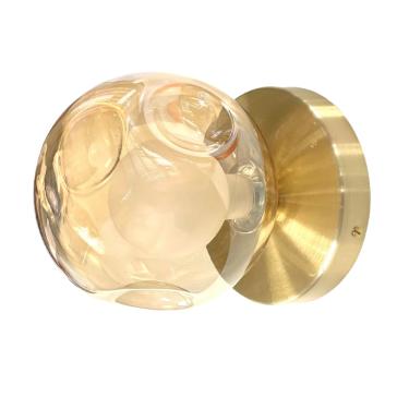 Imagem de Arandela moderna dourada com globo âmbar