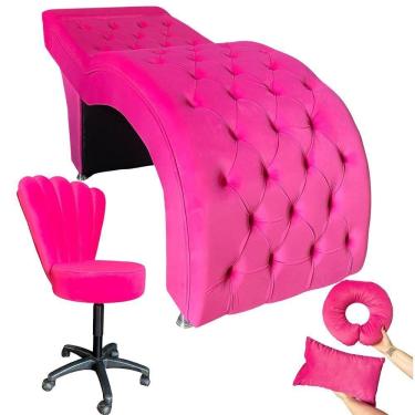 Imagem de Kit Maca M1 60 + Mocho Pétala + Kit Almofadas Veludo Pink - In9 Decor