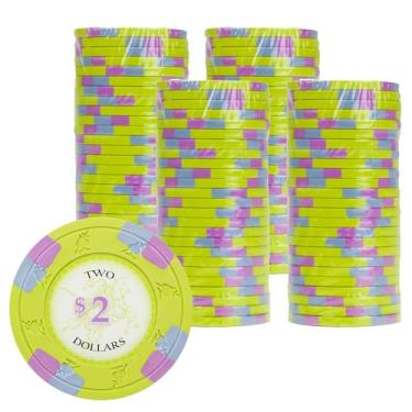 Imagem de Gamers Lounge Poker Knights fichas de pôquer de 13,5 gramas (pacote com 100) - Composto de argila inspirado no cassino ($2 Lime)