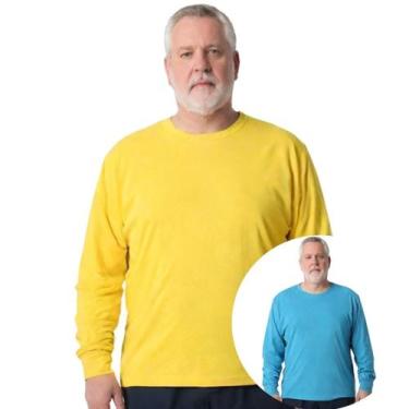 Imagem de Kit 2 Camisas Masculina Manga Longa Plus Size Malha Fria - Genérico, A