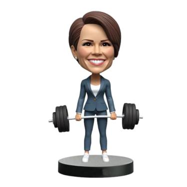 Imagem de Levantador de peso olímpico balança a cabeça feminina feita à mão a partir de captura de fotos, força de atleta, presente motivacional para treinadores, amantes de esportes, decoração de academia