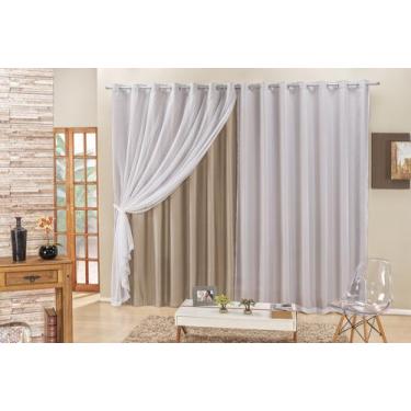 Imagem de Cortina Elegance sala ou quarto 4,00x2,50 para varão simples 4m cor be