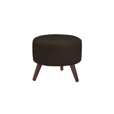 Imagem de Puff Decorativo Redondo Pés Palito Couro Marrom