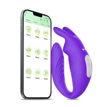 Imagem de Vibrador De Casal App Control 9 Modos De Vibrações Vibrador Duplo Controle via App [ROXO]