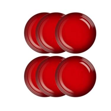 Imagem de Jogo de 6 Pratos Fundos de Cerâmica 22 cm Vermelho