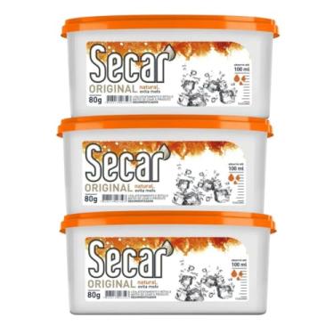 Imagem de 3 Antimofo Secar Original 80g para Ambientes Fechados com Cloreto de Cálcio Ação Contra Umidade Maus Odores