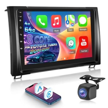 Imagem de [Qualcomm 4 + 64 G] Estéreo automotivo para Toyota Tundra 2014-2017 – Carplay sem fio e Android Auto – 23 cm 1280 * 720 IPS Touchscreen Android Car Radio – DSP/GPS/WiFi/SWC + câmera reserva AHD
