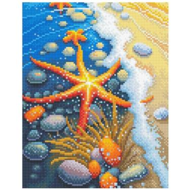 Imagem de Diamond Art By Leisure Arts Shoreline, 30,5 x 30,5 cm, kits intermediários de pintura de diamante para adultos - Kits de arte de diamante, um kit de artesanato criativo relaxante com pedras preciosas