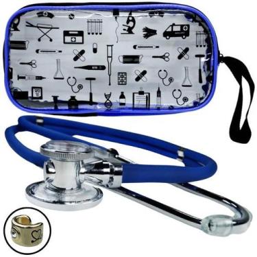 Imagem de Estetoscópio Rappaport Duplo Adulto Pediátrico Premium, Azul