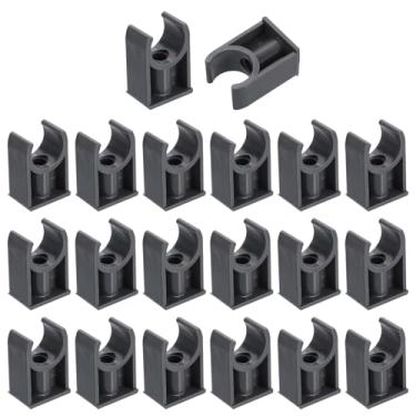 Imagem de uxcell 20 peças de grampos de tubo de água de PVC, fivelas de mangueira de tubulação em forma de U, suporte de tubo de irrigação para 20 mm OD para bandejas de TV, tubo de suporte de mangueira, cinza