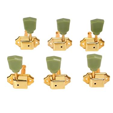 Imagem de Cravelhas de Afinação de Guitarra, 6 Peças de Chave de Afinação de Corda de Metal Plástico Semi-seladas Chaves de Afinação Cavilhas de Afinação para Guitarra Acústica Elétrica 3L3R Peças de Guitarra (Ouro)