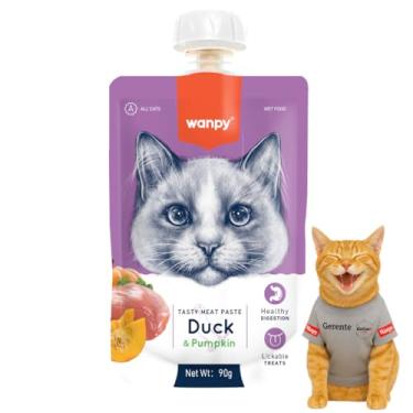 Imagem de Petisco para Gatos Wanpy Sachê Creamy Pato e Abóbora 90g 100% Natural, Rico em Proteínas e Vitaminas, Textura Cremosa e Hidrante