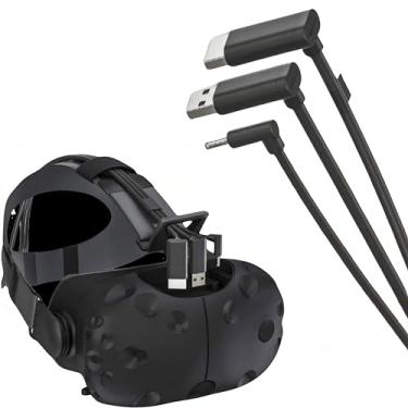 Imagem de Skywin Cabo Plano 3 Em 1 Compatível Com HTC Vive - Substituição Para HTC Vive 3 Em 1 Hdmi + USB + Dc Cabo Plano De 5 Metros Para Linkbox E Conexão De Fone De Ouvido (16 Pés) 16 Pés