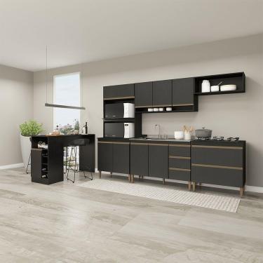 Imagem de Cozinha Modulada Com Torre Quente Sabrina 6pçs Menu Móveis Preto