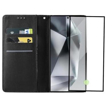 Imagem de Capa Carteira Para Galaxy S24 Ultra Capinha Flip Case + Película de Vidro Temperado 3D