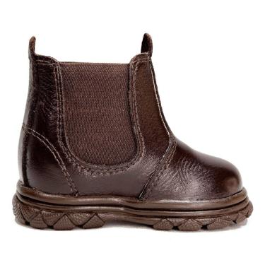 Imagem de Botina Infantil Unissex New Baby em Couro Marrom Confort