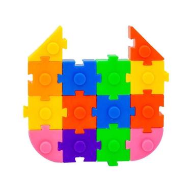 Imagem de Brinquedo De Montar Interativo Plastico Blocos Infantil Coloridos Formas Triangulo Quadrado Circulo