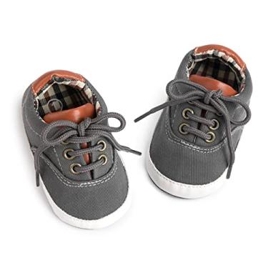 Imagem de Morbido Tênis infantil de lona para meninos e meninas sem cadarço antiderrapante para recém-nascidos, primeiros andadores de 0 a 18 meses, A_Cinza escuro/, 6-18 Months Infant