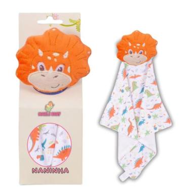 Imagem de Naninha Para Bebê Porta Chupeta Bichinhos - Criativa, Dino Laranja