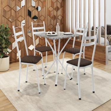 Imagem de Conjunto sala de Jantar Mesa Quadrada 70cm Tampo Granito com 4 Cadeira